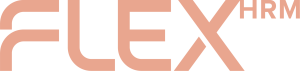 Logo som leser "FLEX HRM" med store bokstaver, med "FLEX" i fet skrift og "HRM" i mindre skrift.