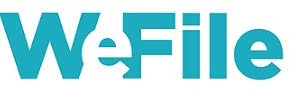 WeFile-logo med 'WeFile' skrevet med fete, blågrønne bokstaver på en hvit bakgrunn.