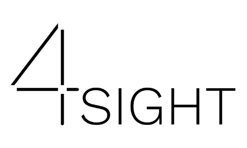 Logo med ordet "syn" med et stilisert siffer "4" som erstatter bokstaven "s" i svart skrift på hvit bakgrunn.