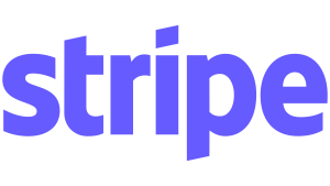 Logoen til Stripe, med ordet "stripe" med blå små bokstaver på grønn bakgrunn.