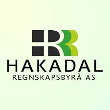 Logo for Hakadal Regnskapsbyrå AS, med stiliserte svarte og grønne bokstaver på lysegrønn bakgrunn.