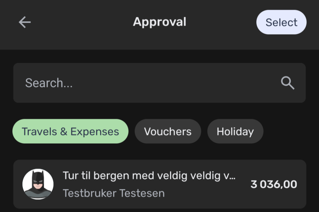 Reiseregning med tittel