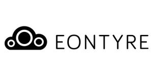 En svart-hvitt logo med en stilisert sky og sirkler til venstre og ordet "EONTYRE" i store bokstaver til høyre.