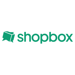 Grønn tekst «shopbox» ved siden av et stilisert grønt boksikon, alt på hvit bakgrunn.